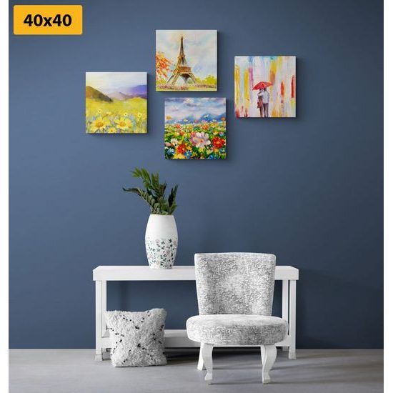 Set obrazů romantická procházka v uměleckém provedení