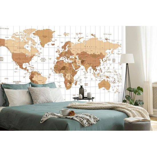 Tapeta stará mapa světa v béžovém provedení