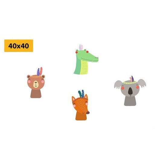 Set obrazů milá zvířátka s peříčky