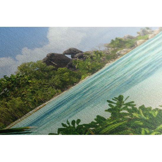 Obraz ikonické skály na ostrově La Digue