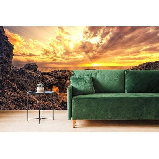 Okouzlující samolepící fototapeta skály na pobřeží moře