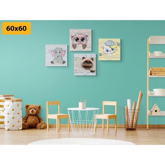 Set obrazů hravá zvířátka
