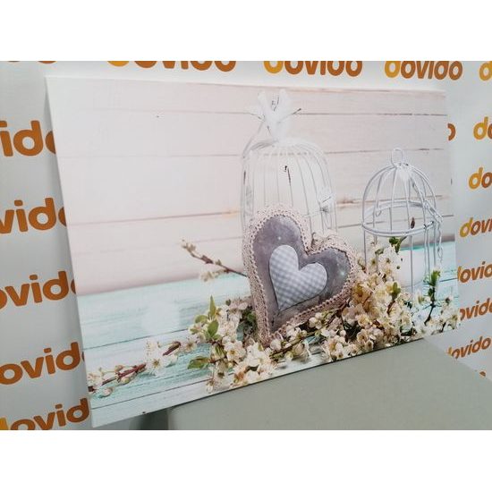 Obraz zátiší se srdíčkem ve vintage stylu