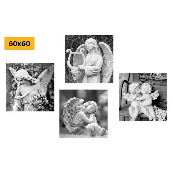 Set obrazů vševědoucí anděl v černobílém provedení