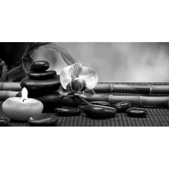 Obraz zahrada Feng Shui v černobílém provedení