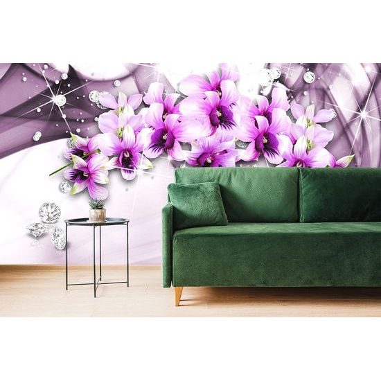Samolepící tapeta okouzlující květiny na abstraktním pozadí