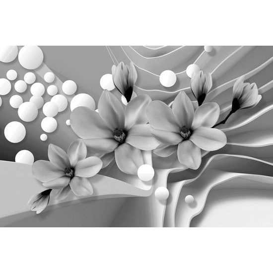 Samolepící tapeta nádherná magnolie v černobílém provedení