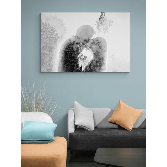 Obraz chladná láska v černobílém provedení