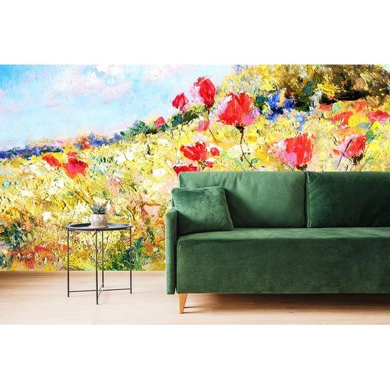 Samolepící tapeta divoké máky na louce