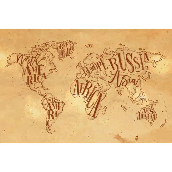 Obraz abstraktní mapa celého světa ve vintage provedení