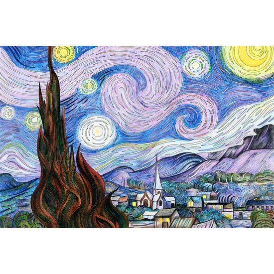 Samolepící tapeta imitace Hvězdné noci od Van Gogha