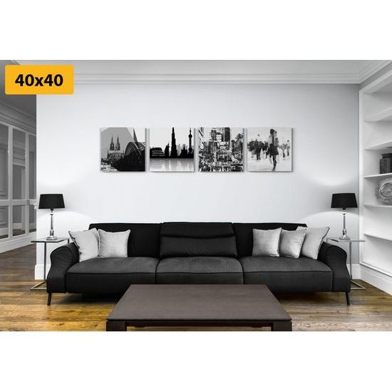 Set obrazů ruch velkoměsta v černobílém provedení