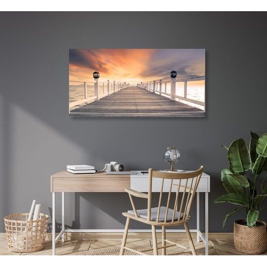 Obraz západ slunce nad molem