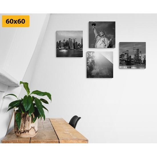 Set obrazů pohled na New York v černobílém provedení
