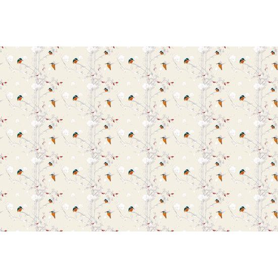 Tapeta ptáčci v šípkových keřích na béžovém pozadí