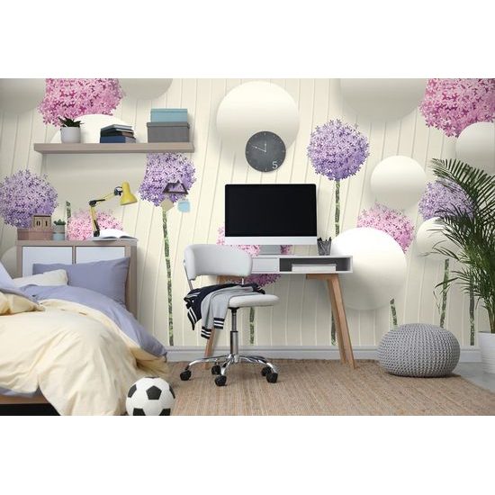 Samolepící tapeta barevné květiny s abstraktními prvky