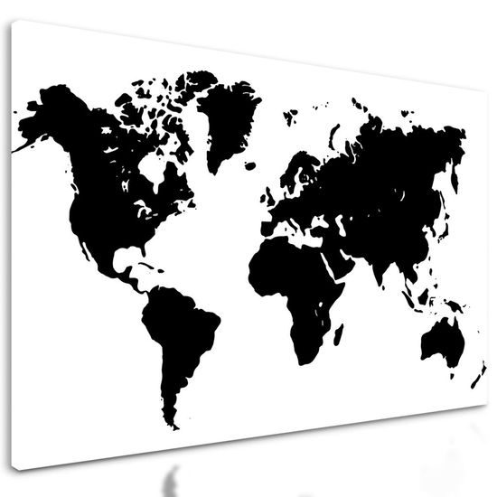 Obraz černá mapa světa