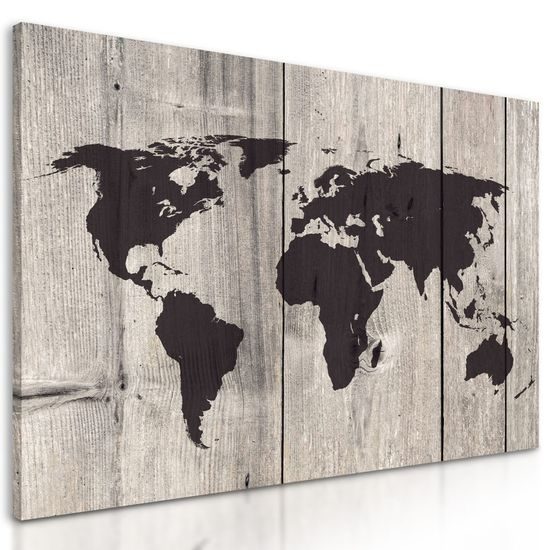 Obraz mapa světa v odstínech hnědé