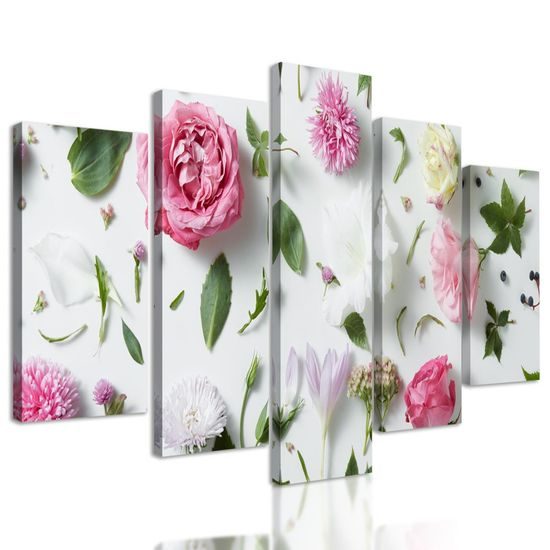 5-dílný obraz abstraktní umění z květin