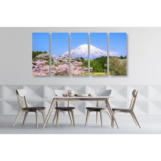5-dílný obraz Japonská sopka Fuji