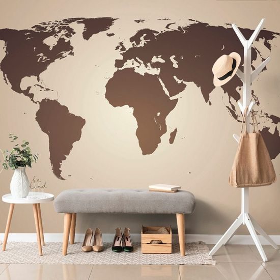 Tapeta moderní mapa světa v sépiovém provedení