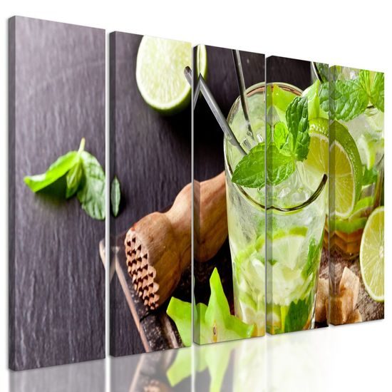 5-dílný obraz příprava chutného Mojita