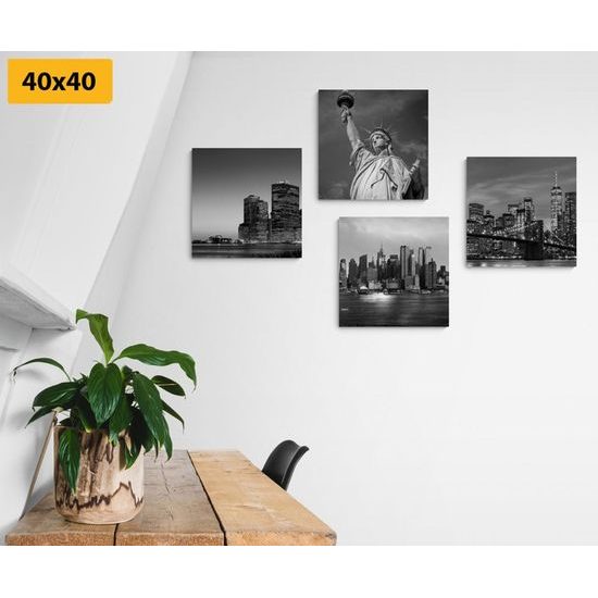 Set obrazů nádherný New York v černobílém provedení