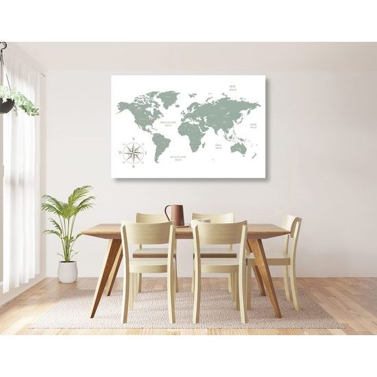 Obraz jednoduchá mapa světa v zeleném provedení