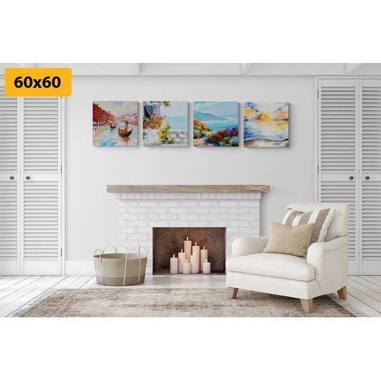 Set obrazů nádherná malovaná krajina