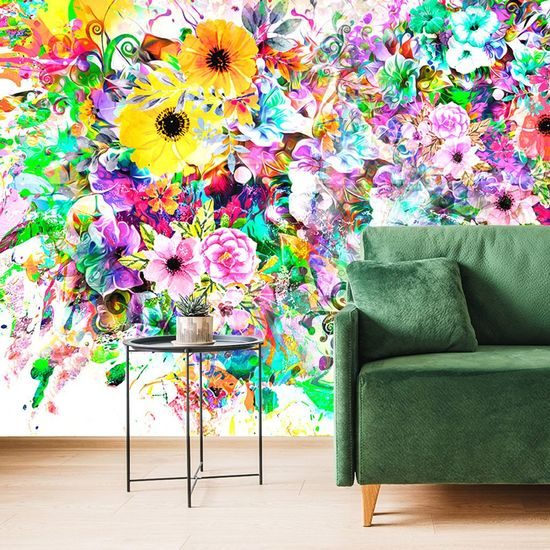 Zajímavá samolepící tapeta rozmanitost květin