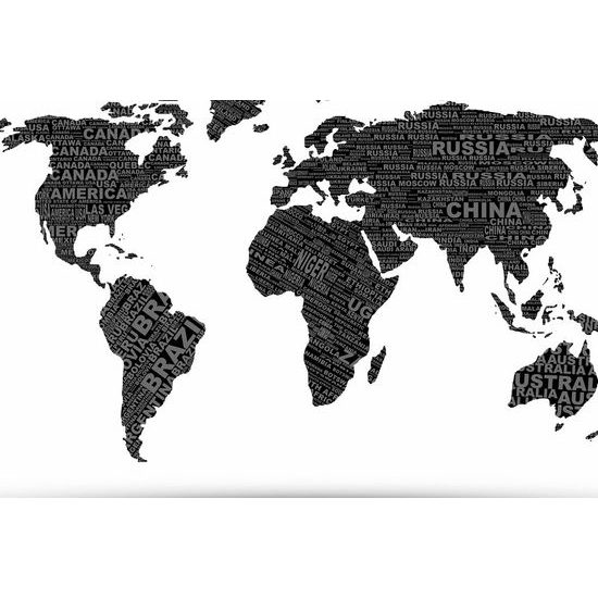 Obraz na korku moderní černobílá mapa