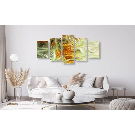 5-dílný obraz výjimečný rakytník v abstraktním provedení