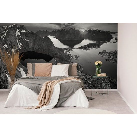 Fototapeta černobílý pohled na velkolepou horskou krajinu