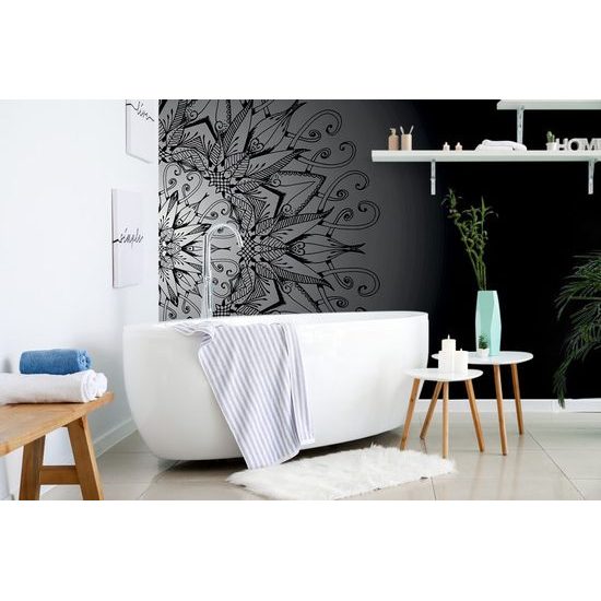 Samolepící tapeta zajímavá Mandala v černobílých barvách