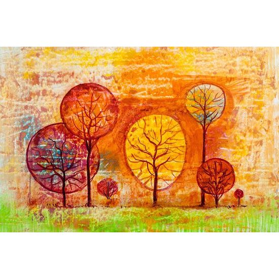 Samolepící tapeta neobvyklé stromy v odstínech oranžové