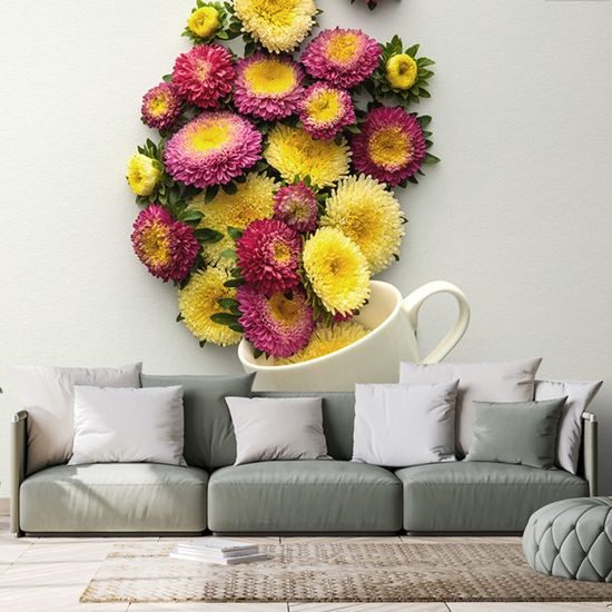 Samolepící fototapeta šálek plný slaměnků