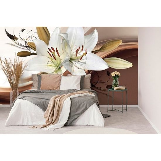 Tapeta krásná bílá lilie na bílém pozadí