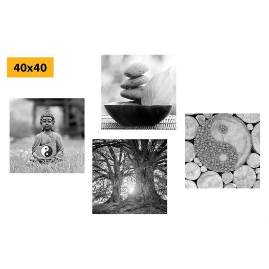 Set obrazů duchovní cesta v černobílém provedení