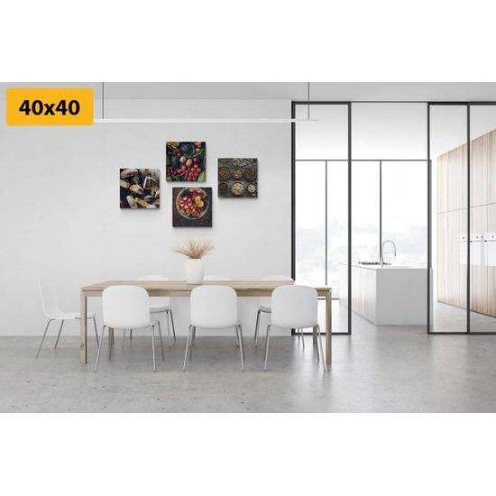 Set obrazů kvalitní suroviny na černém pozadí