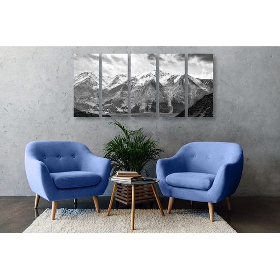 5-dílný majestátní hory v černobílém provedení