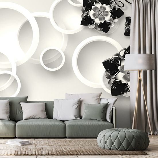 Tapeta černobílé květiny budoucnosti