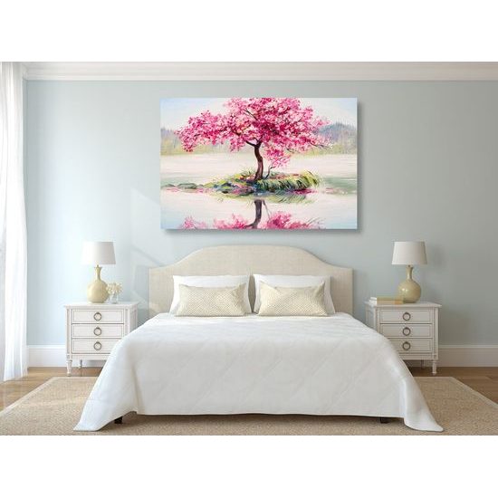 Obraz orientální třešeň v objetí jezera