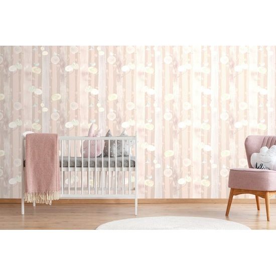 Tapeta ptáčci na větvích na růžovém pozadí