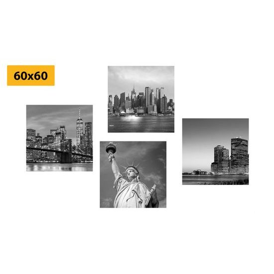 Set obrazů nádherný New York v černobílém provedení