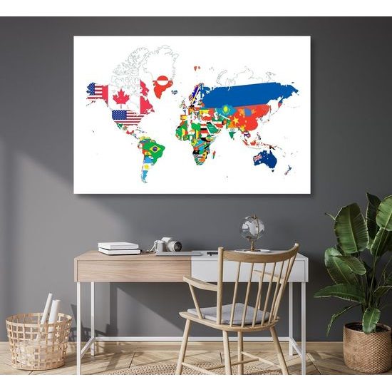 Obraz na korku mapa vlajky zemí