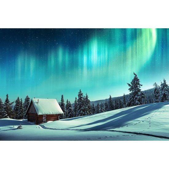 Tapeta chaloupka v zasněžených horách