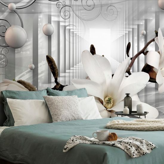 Tapeta luxusní magnolie v abstraktním provedení