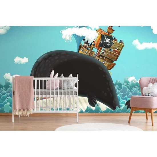 Tapeta plovoucí velryba s pirátskou lodí