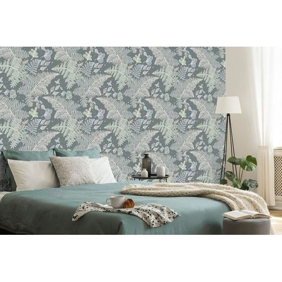 Tapeta listy kapradiny na zeleném pozadí