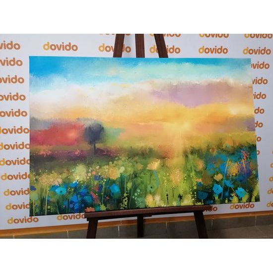 Obraz olejomalba louky v záři slunce